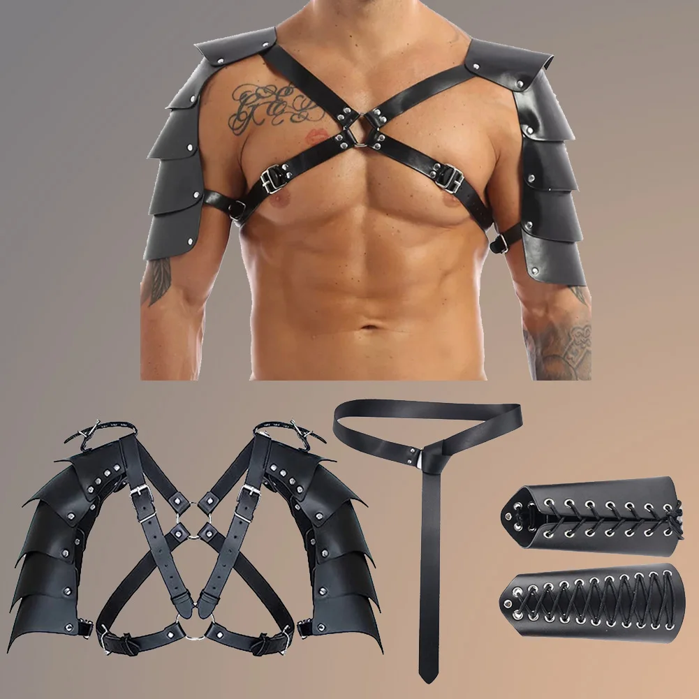 Mannen Middeleeuwse Cosplay Ridder Korset Riem Renaissance Viking Mannelijke Kostuum Accessoires Pantser Volwassen Brede Riem Halloween Pak Rekwisieten