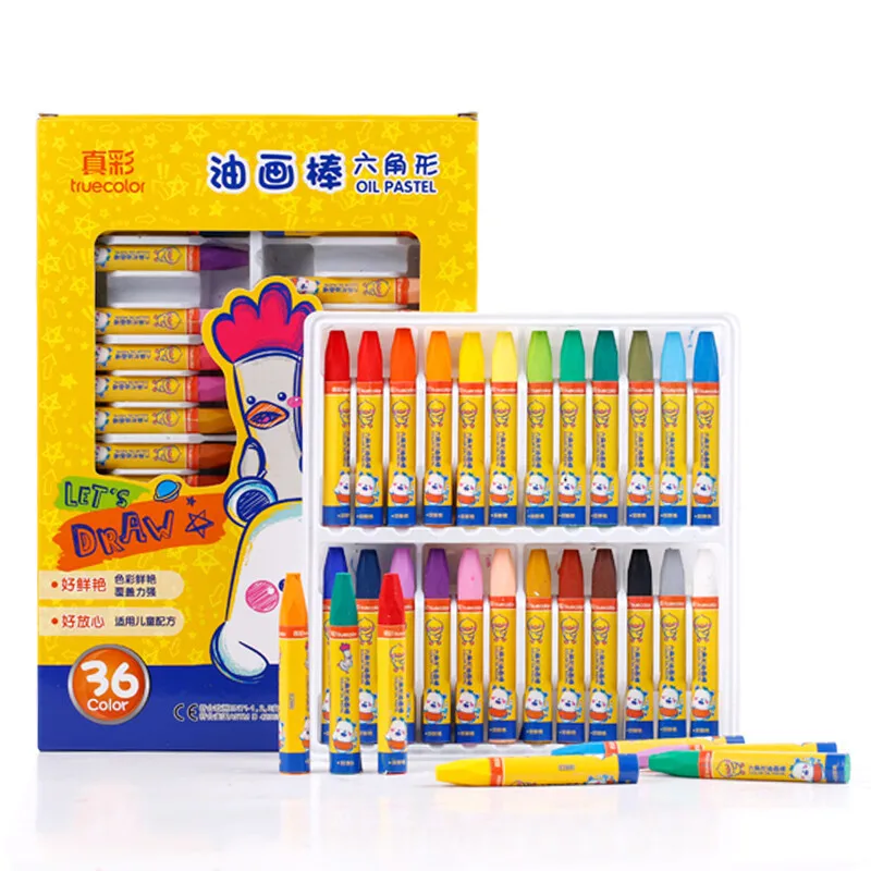 24 Uds. De pasteles al óleo de dibujos animados, agarre Hexagonal, no tóxico, seguro para niños, desarrollo de creatividad, proyectos de arte y aprendizaje para estudiantes