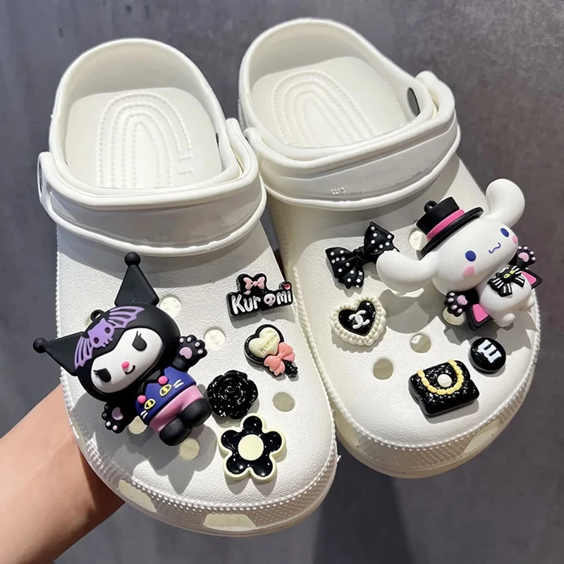 Miniso мультфильм Cinnamoroll Sanrio комплект аксессуаров для обуви Hello Kitty Kuromi Cinnamoroll Melody Kawaii 3D украшение подарок на день рождения