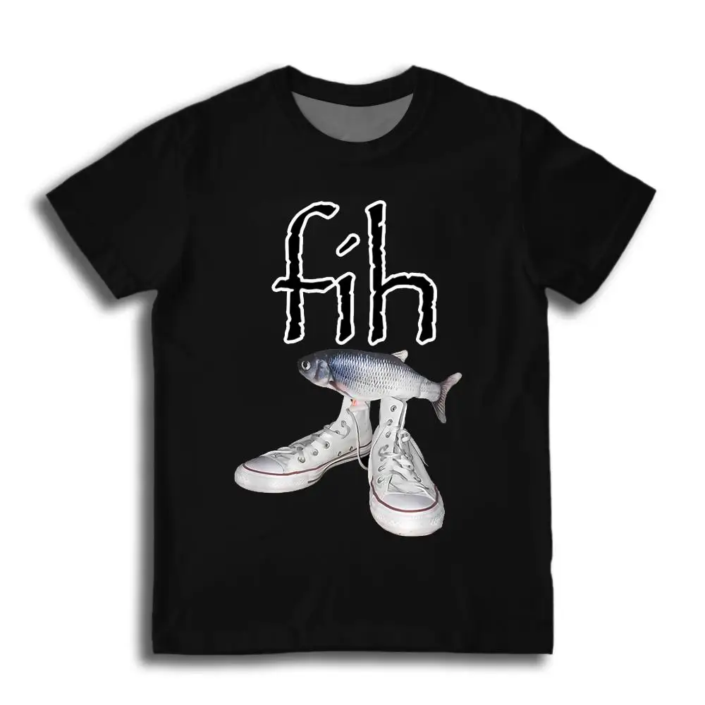 Creative Funny Fih Shoes Graphic T-shirt Misspelled Fish Humor Meme T shirts Men Women street Fashion Casual Short Sleeve Tops