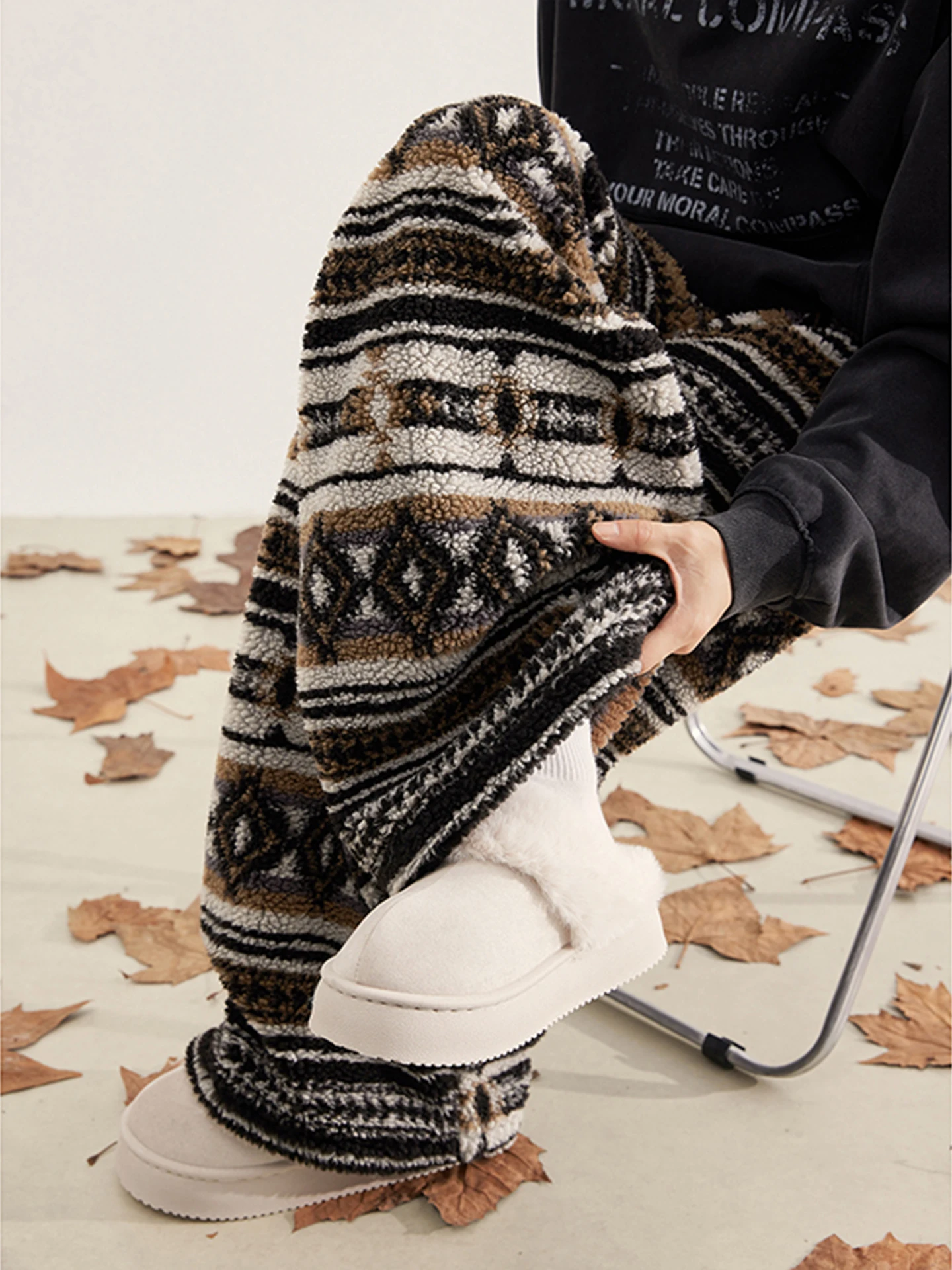 

Thiened Lamb бархатные брюки прямые широкие брюки для мужчин и женщин осень-зима теплые хлопковые брюки повседневные брюки в этническом стиле