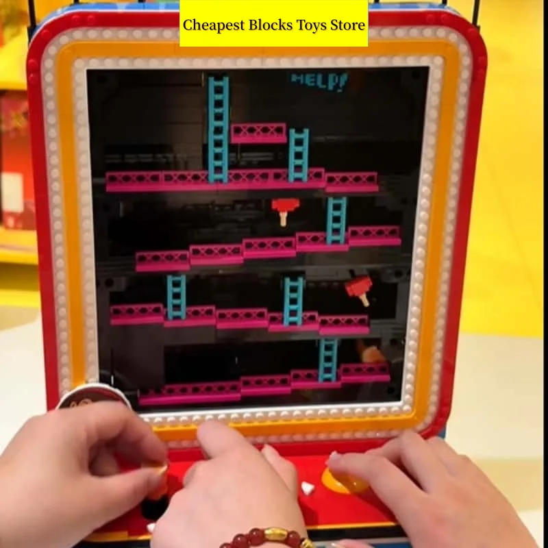 Cheapest Retro Arcade Cabinet Bricks Building Blocks 1371pcs Vintage Game Console Display Model Christmas Gifts for Adults Toy