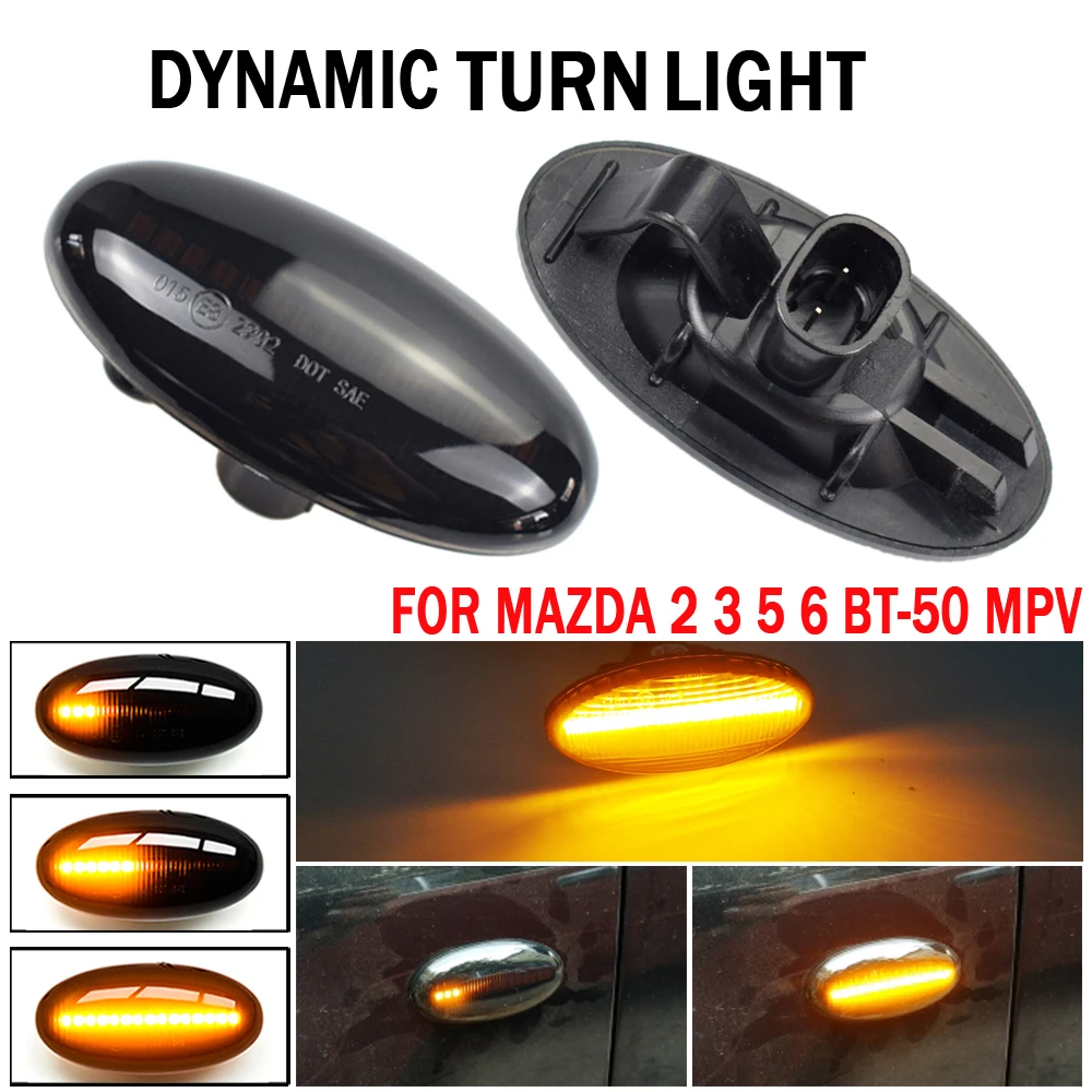 2 قطعة لمازدا 3 (BK) 2003-2009 Led ديناميكي الجانب ماركر بدوره مصباح إشارة متتابعة الوامض ضوء Emark #4