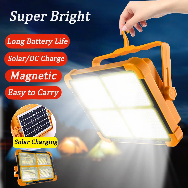 NEW LED Solar Floodlight USB Rechargeable Emergency Camping Lantern Waterproof Outdoor Portable Searchlight Spotlight Flood Lamp