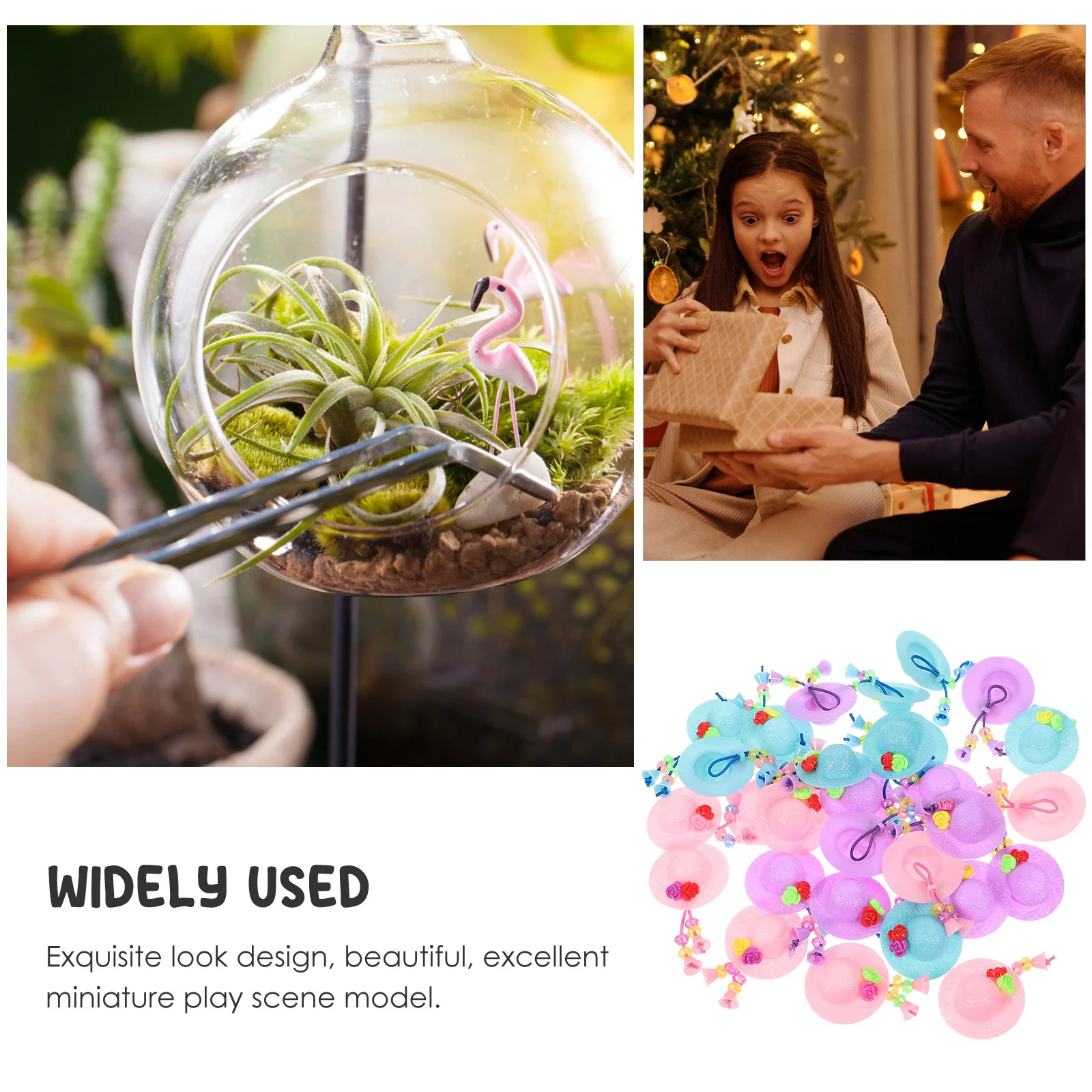 30 pièces Mini gâteau décor fille artisanat fournitures en plastique faux chapeau pour Mini maison ornement bricolage breloques enfants semblant jouer ensemble petit chapeau