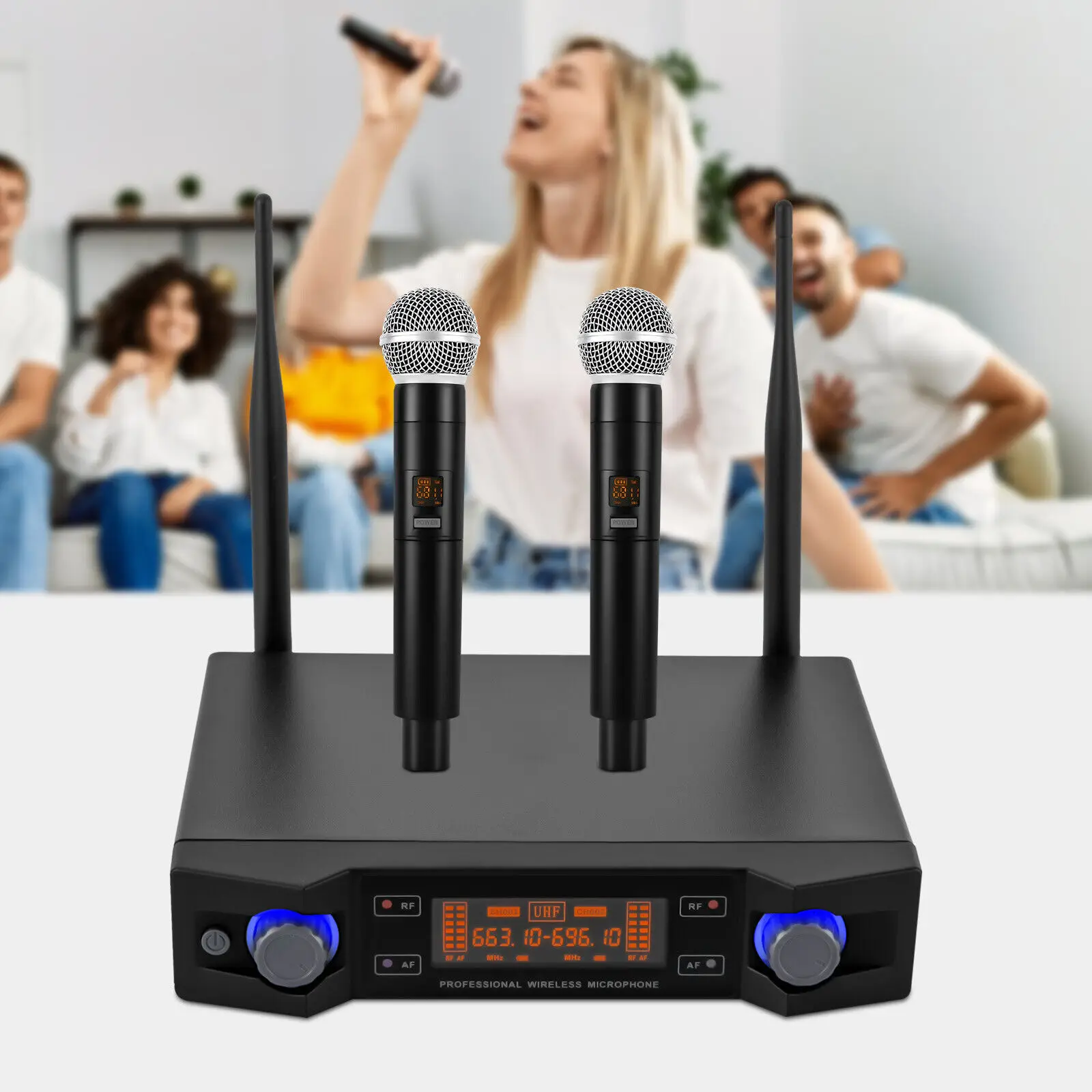

Professional Dual Wireless Microphone System for Karaoke, Home KTV, Big Party