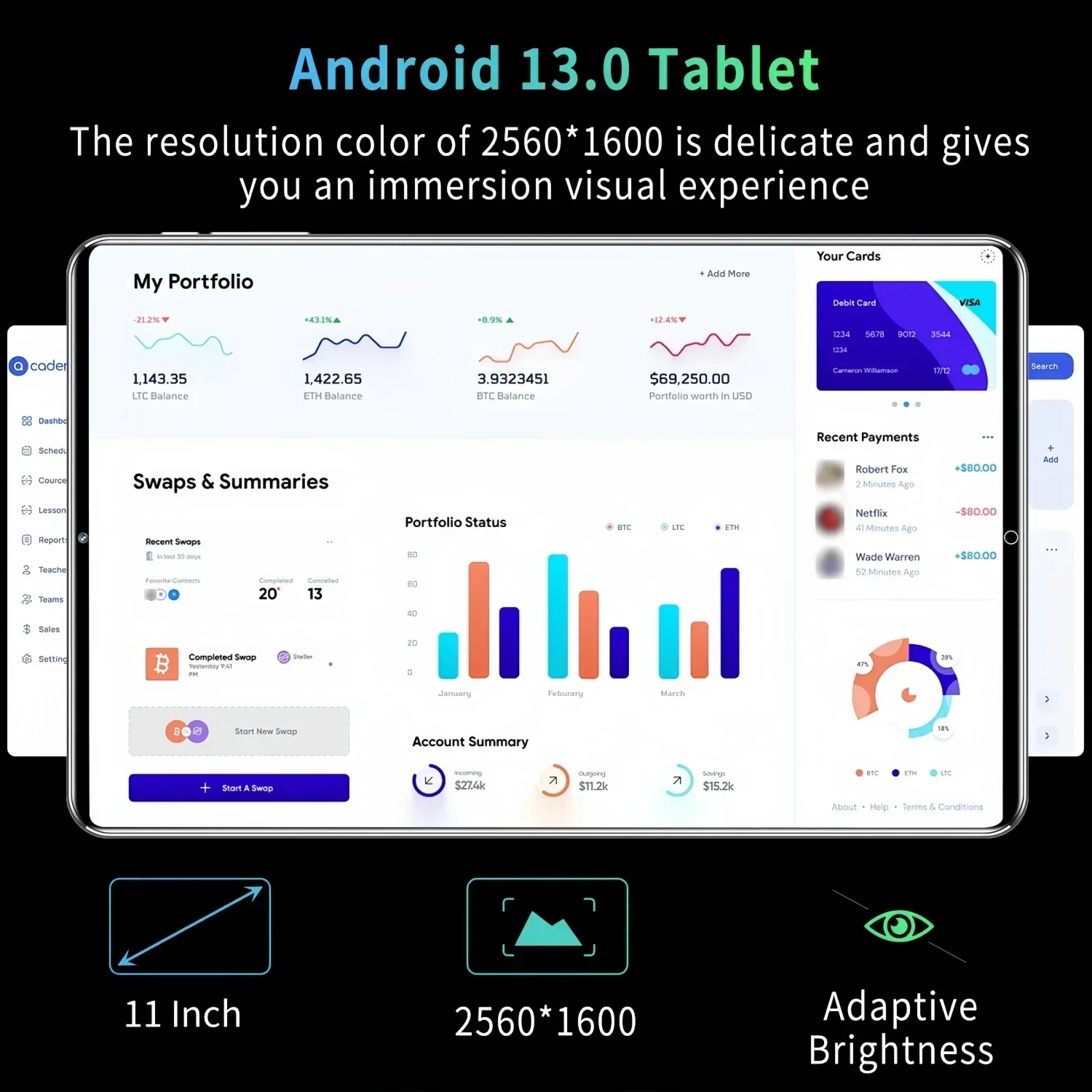 Imagem -04 - Global Original Novo 11 Polegada Tablet Android 13 16gb Ram 1tb Rom Tablet 12000ma 10 Núcleo Wifi Bluetooth Rede Tablet 2024