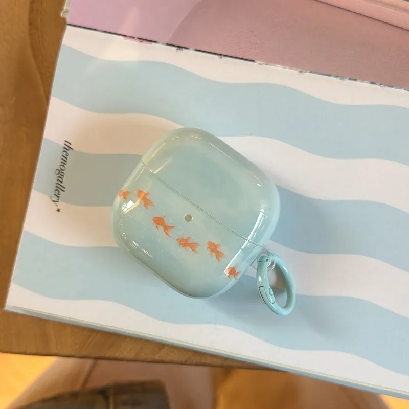 Summer Blue Cute Goldfish Case for Samsung Galaxy Buds 4 Core 2 Pro Live 3 FE Wireless Bluetooth Headphone Cover Pendant Funda - view 4