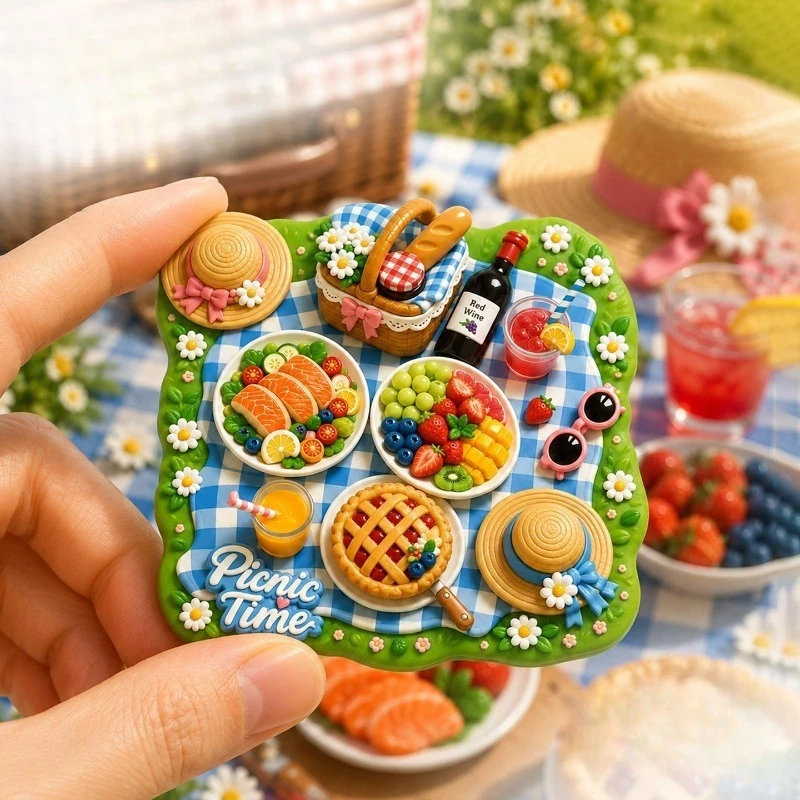 Picnic Food Fridge Magnet - Delicious 3D Outdoor Souvenir Unique Gift for Travel & Kitchen Decor