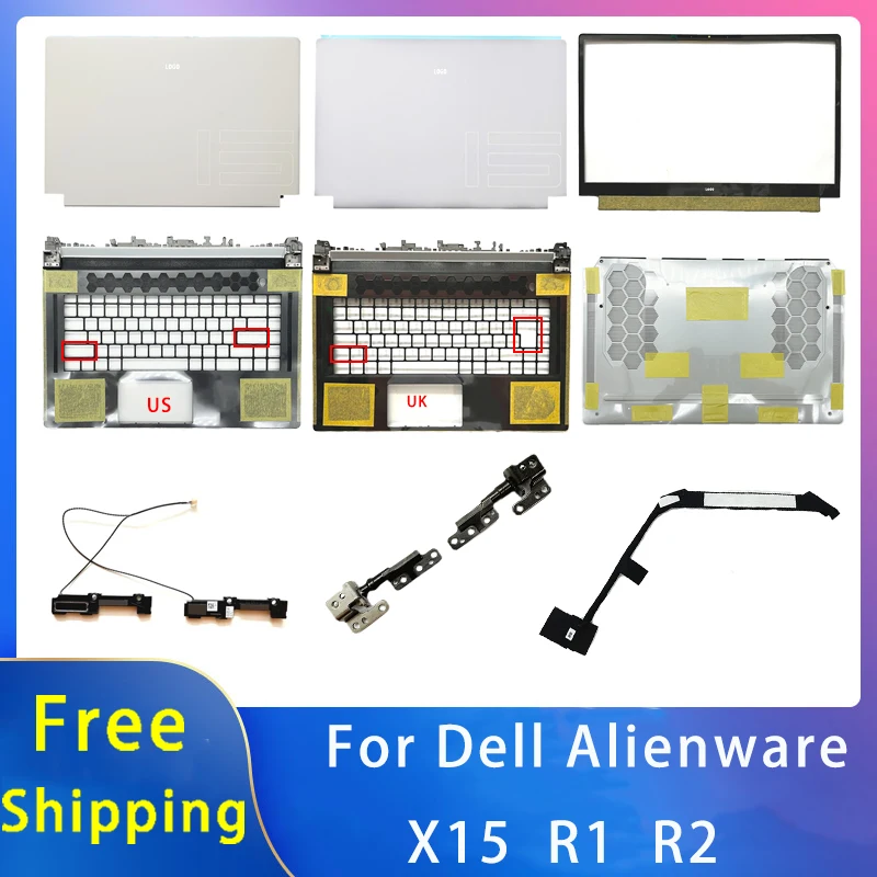 

New For Dell Alienware X15 R1 R2;Replacement Laptop Accessories Lcd Back Cover/Palmrest/Bottom/Hinges With LOGO