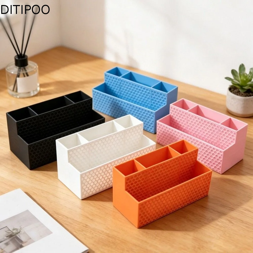 3D Printed Pen Holder 4 Grid Hollowed-out Pencil Storage Box Multi-Purpose Creative Desktop Storage Container Bedroom Decoration