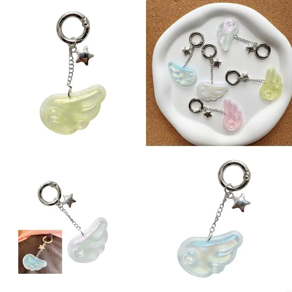 X4ya Angel Wing Star Charm Keychain acrylic acrylic pendant bag bag decoration يوميًا الاستخدام المرافق اختيار هدية هدايا