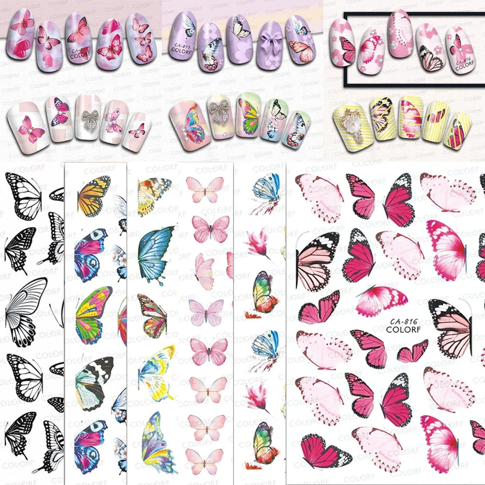 

1Pcs 3D Nail Stickers Butterfly Flower Design Self-Adhesive DIY Colorful Wing Manicure Decoration Nail Art Decals
