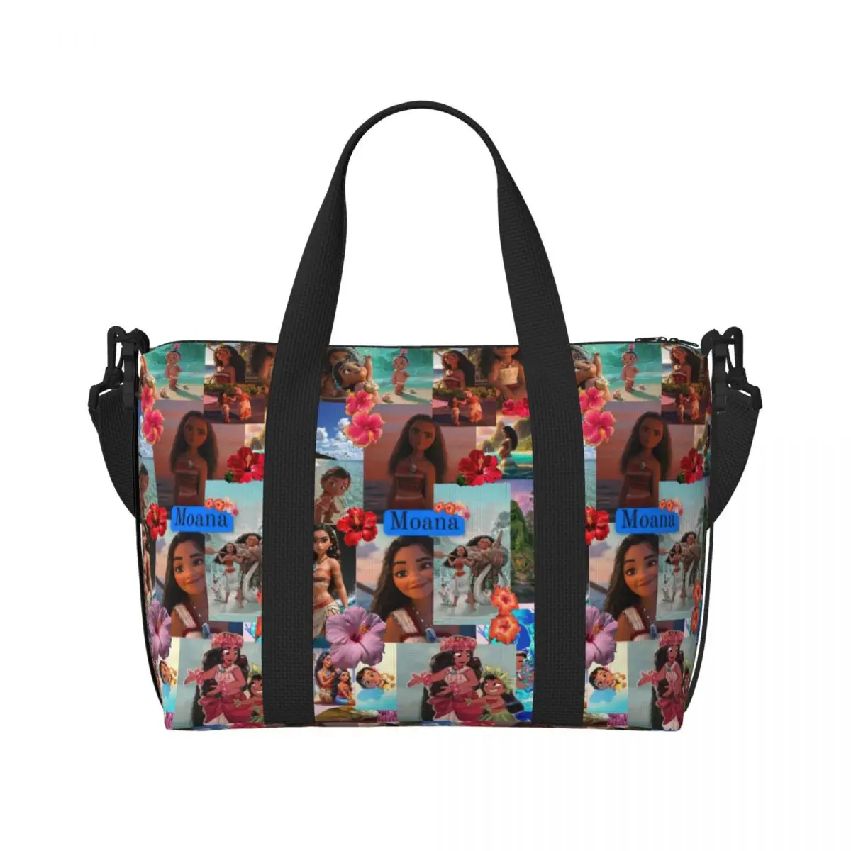 Custom Moana Brave Girl Tote Bag Women Large Capacity Beach Gym Shoulder Travel Bag