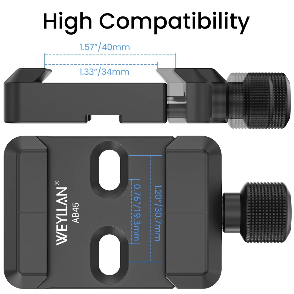WEYLLAN M-Lok Arca السكك الحديدية ترايبود محول تركيب قاعدة 3.15 "M-LOK الألومنيوم AB45/MK80 ل Arca-السويسرية RRS ترايبود الصيد الملحقات