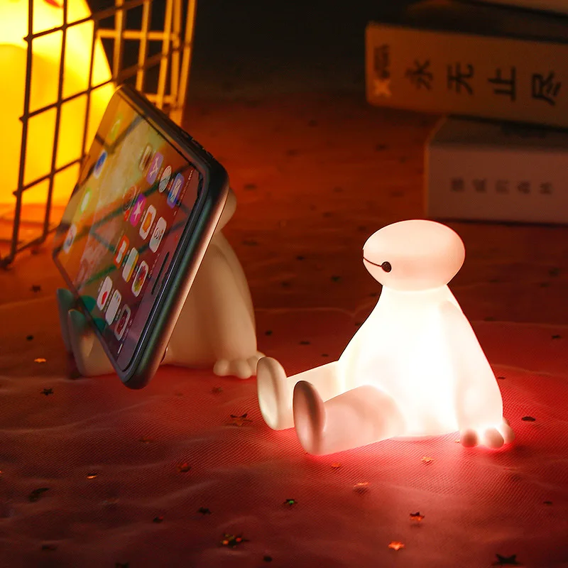 Disney Cartoon Baymax Mobile Phone Stand Lazy Stand Children\'s Luminous Toys Luminous Movie Big Hero 6 Peripheral Gifts