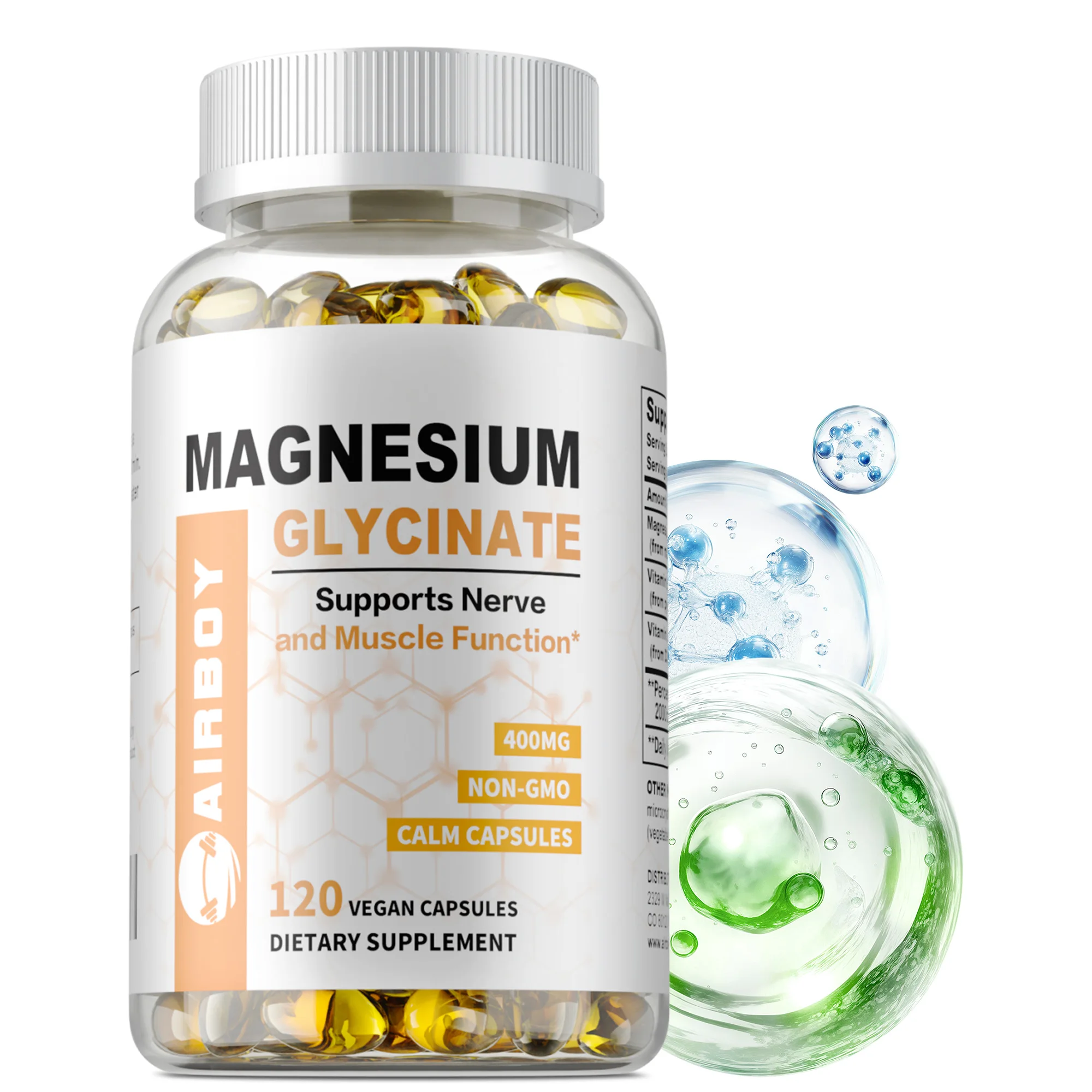 

Magnesium Glycinate - Help Natural Sleep, Promotes Nerve, Muscle and Bone Health, Supports The Digestive System