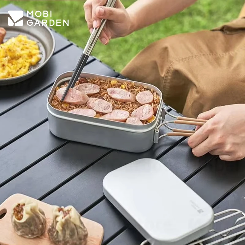 

MOBI GARDEN Extreme Feast 0.8L Lunch Box Set Lightweight Camping Picnic Aluminum Handle Portable And Foldable Stainless Steel
