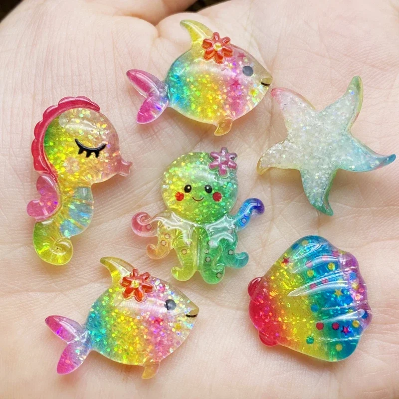 New 10/20Pcs Cute Resin Mini Shining Ocean Series Flat back Cabochons Scrapbooking DIY Jewelry Craft Decoration Accessories F72