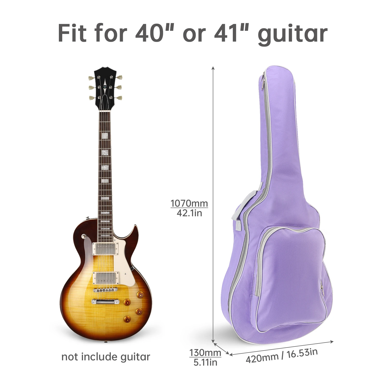 1 Stück 40/41 Zoll gepolsterte wasserabweisende dicke Akustikgitarren-Rucksack-Gigbag, Softcover-Gitarrentasche – Detail 2