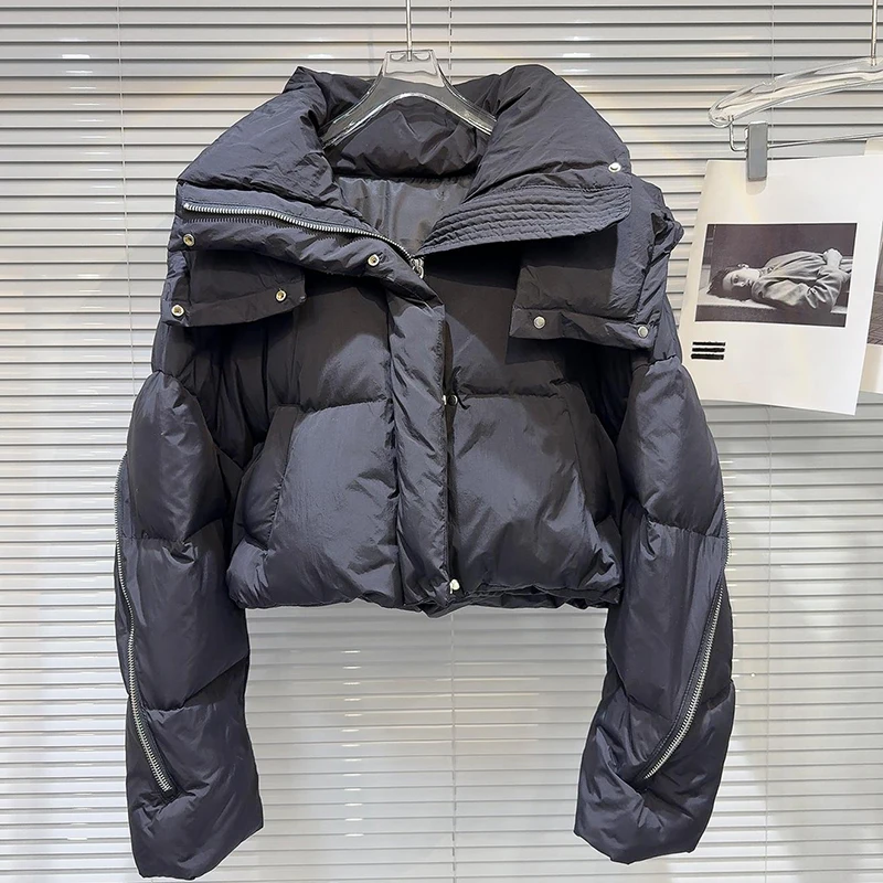 2025 شتاء جديد فتاة حار الظهر المعادن سستة تصميم أسفل سترة المرأة بلون تنوعا الدافئة مقنعين أسفل سترة #2