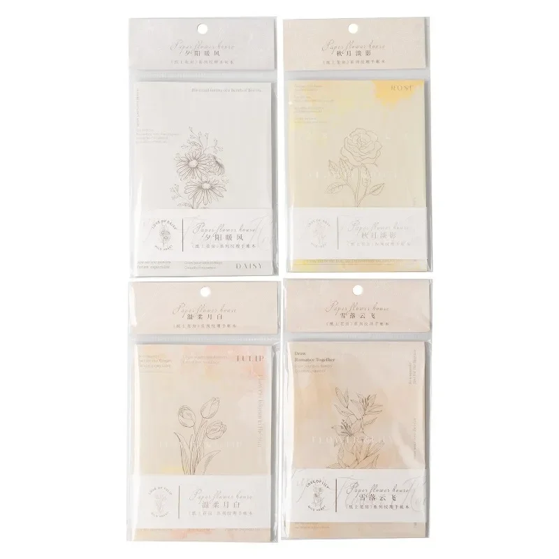 30Pcs Material Paper Flower Room Gentle Color Notebooks Matching texture Notebooks Writing Handbook Scrapbook 201*116mm