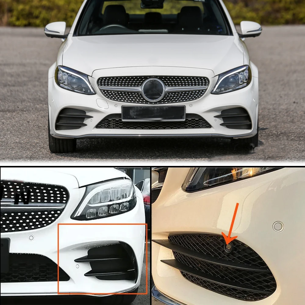 For Mercedes Benz C Class W205 C180 C200 2015-2018 Front Fog Lamp Grill Grille Covers Stickers Automotive Modification Protectio