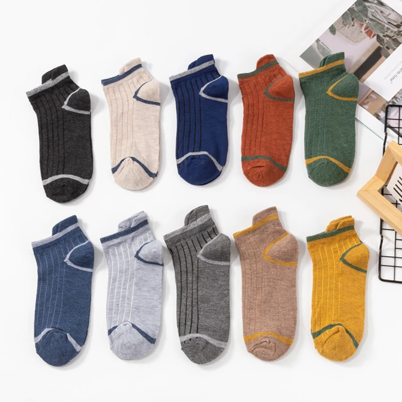 10 Pairs Men Crew Short Cotton Socks Breathable Comfortable High Quality Unisex Socks Soft Low-Cut Ankle Sports Mesh Male Sox