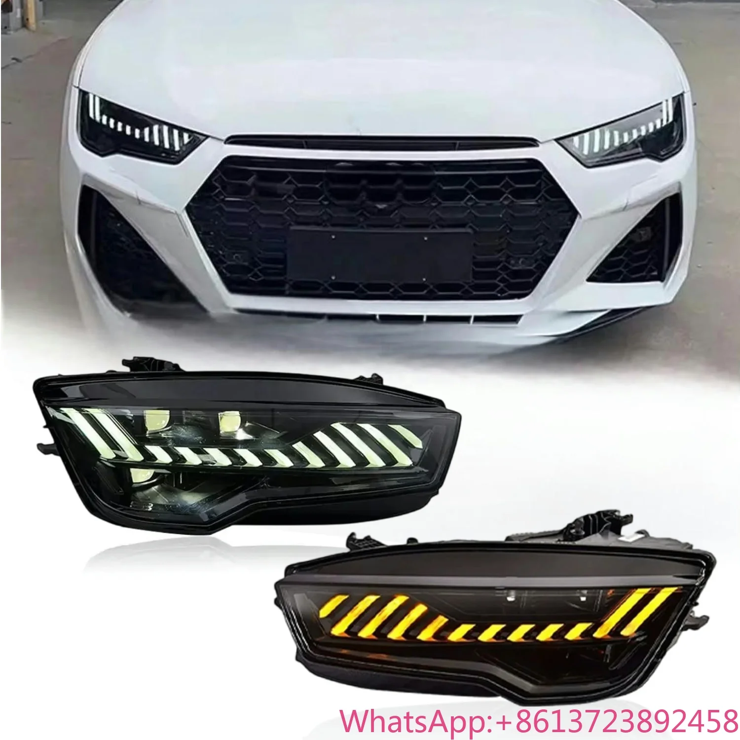 A7 DRL LED Modified Headlamp 2011-2018 High Beam Turn Signal Headlight Head Lamp Upgrade RS7 Style  Front Light for Audi