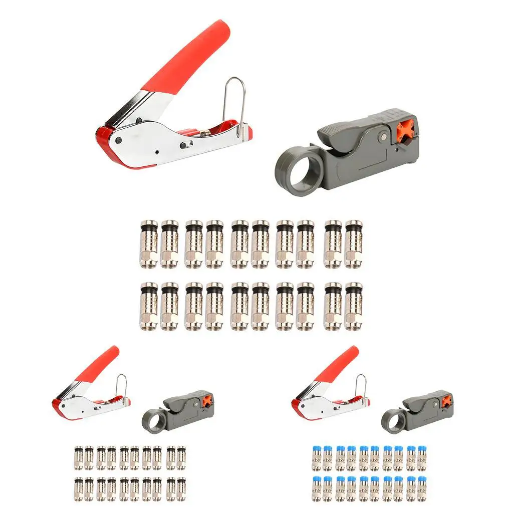 

Инструмент для зачистки кабеля, обжимные клещи, комплект для компрессии с головкой из быстрорежущей стали F для настройки приема спутникового телевидения, систем видеонаблюдения и широкополосного доступа