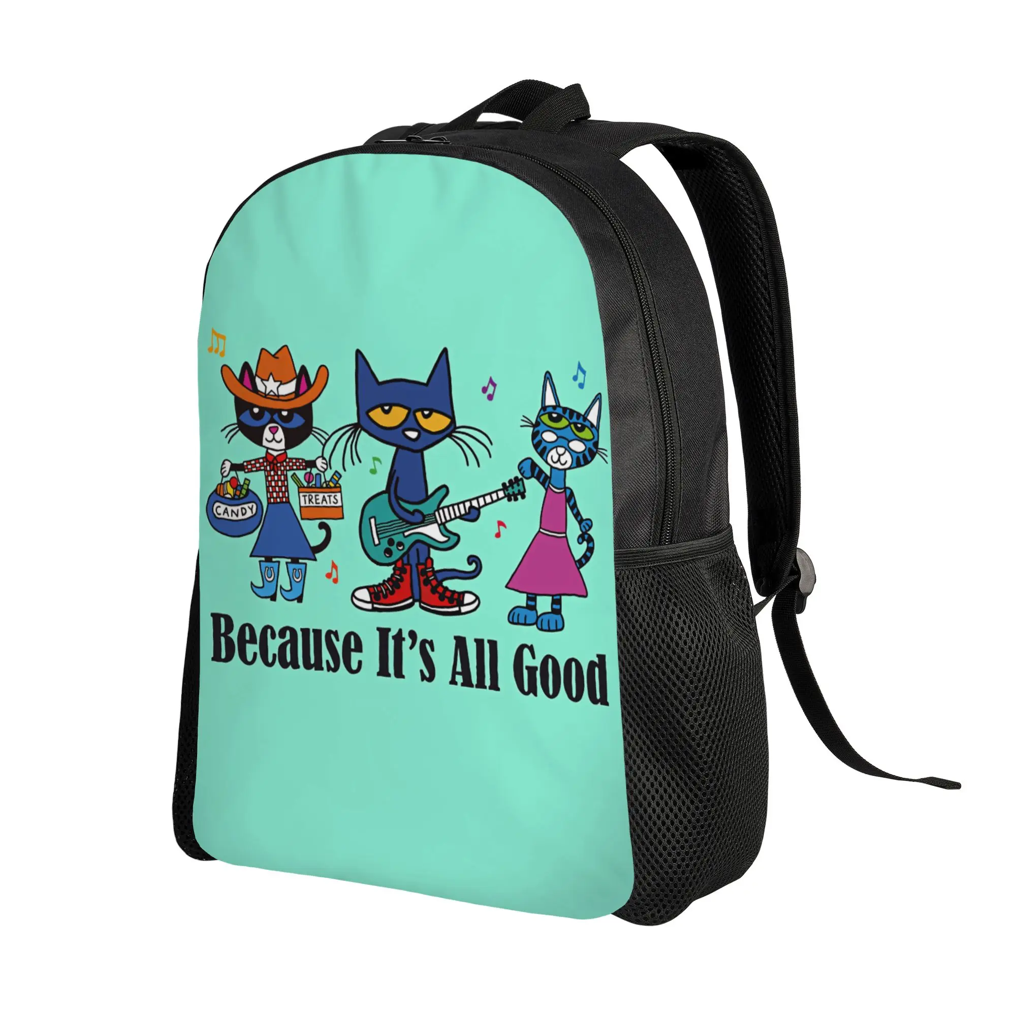 petes the cat band Poster Backpack  Travel Backpacks Women Men Design Breathable High School Bags Streetwear Rucksack