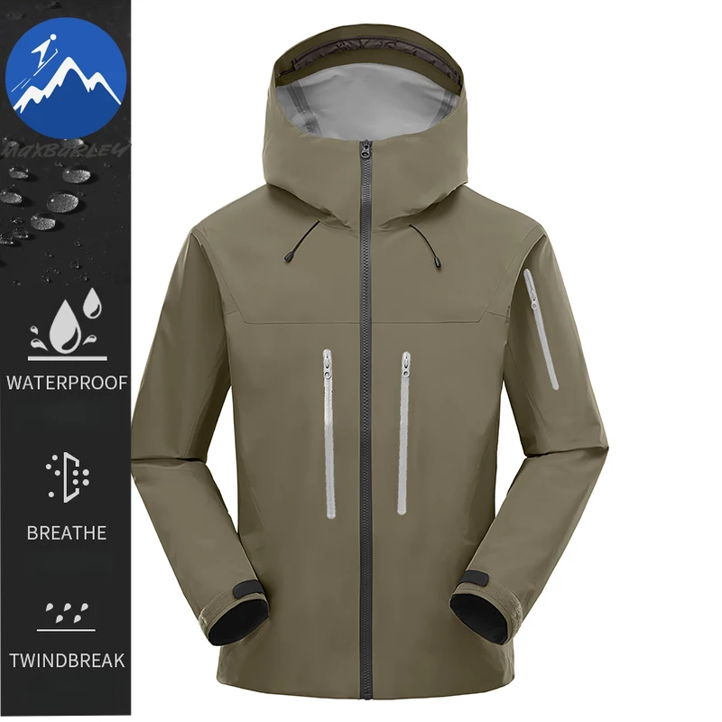 

Maxbarley New Men Leisure Jacket Hooded Outdoor Adventure Windproof Waterproof Coat Travel Hiking Mountaineering Breathable Wear