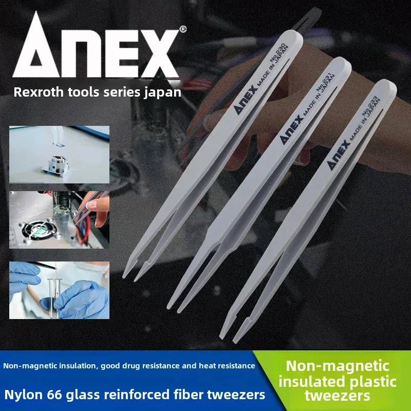 

Ameth Insulated Non-Magnetic Plastic Tweezers High Temperature Resistant Flat round Tip Elbow for Factory Clamping Digital Use