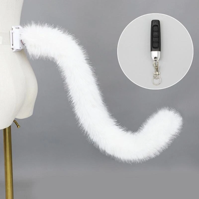 Cats Tail Remote Control Wagging Tail Animal Tail Plush Tail Halloween Party Costume Accessories for Woman Man