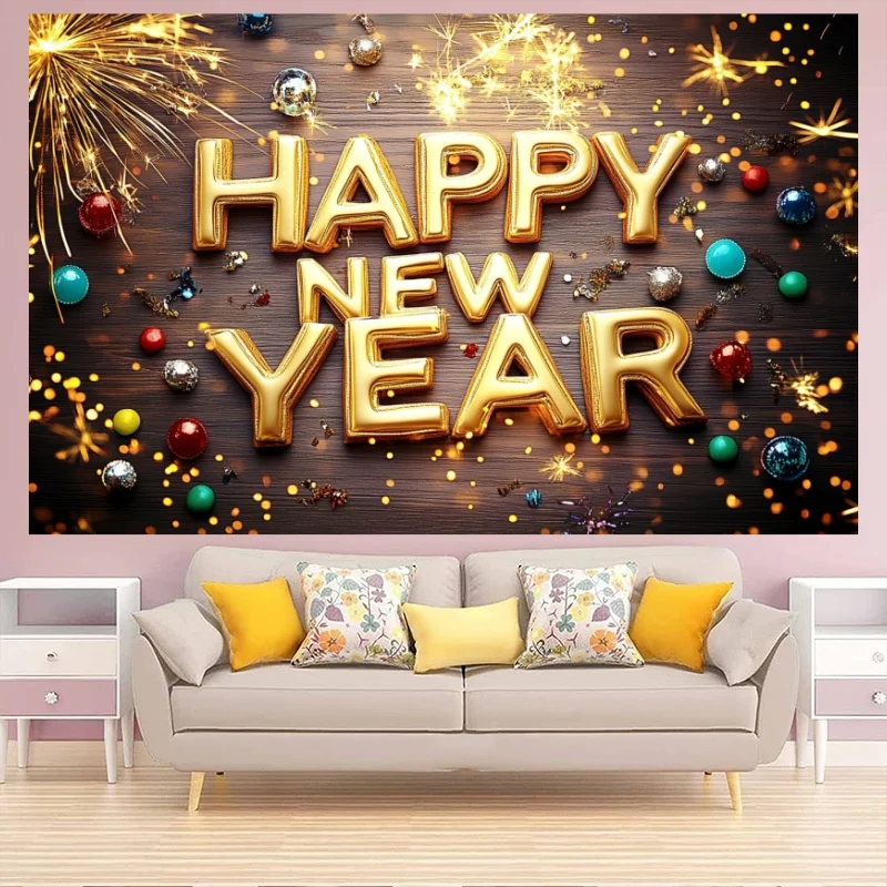 Прочное украшение в виде фона, привлекательный красочный золотой фон для фото, элегантный баннер для вечеринок для встреч, Новый год 2025