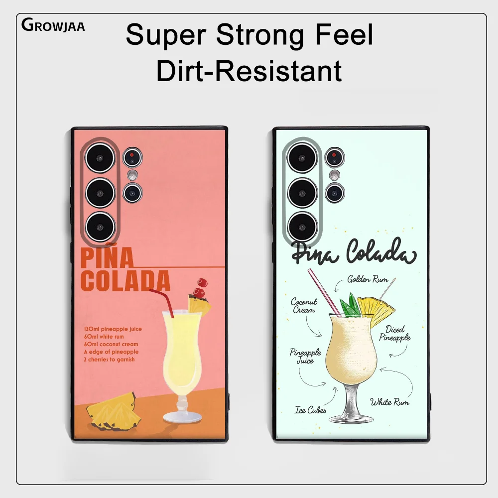 

Pina Colada Cocktail Phone Case For Samsung Galaxy S25 S24 S22 S23 Ultra S21 S20 Plus 5G Frosted Non-Slip Full Cover Case