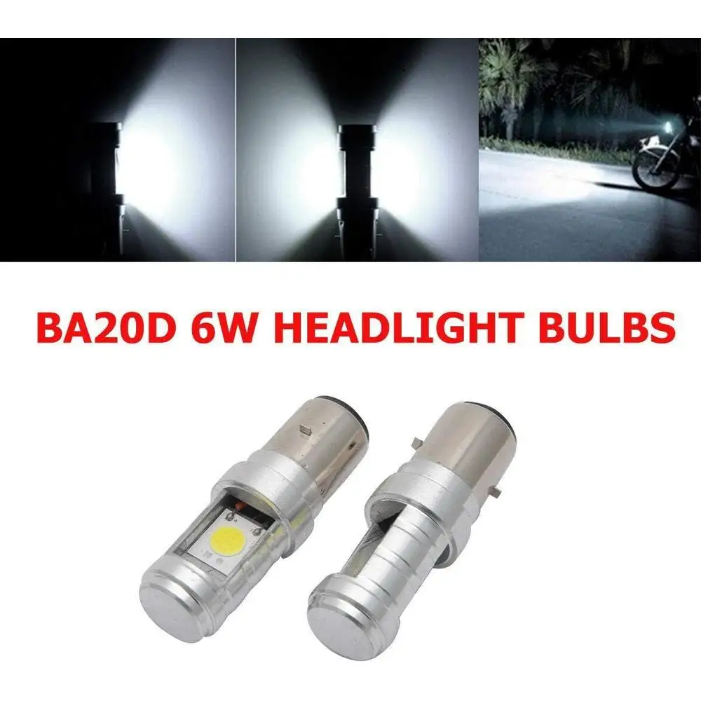 2Pcs BA20D H6 6V COB LED Hi/Lo Beam Motorcycle Front Light Bulbs Headlight Blub Motorbike Head Lamp BA20D