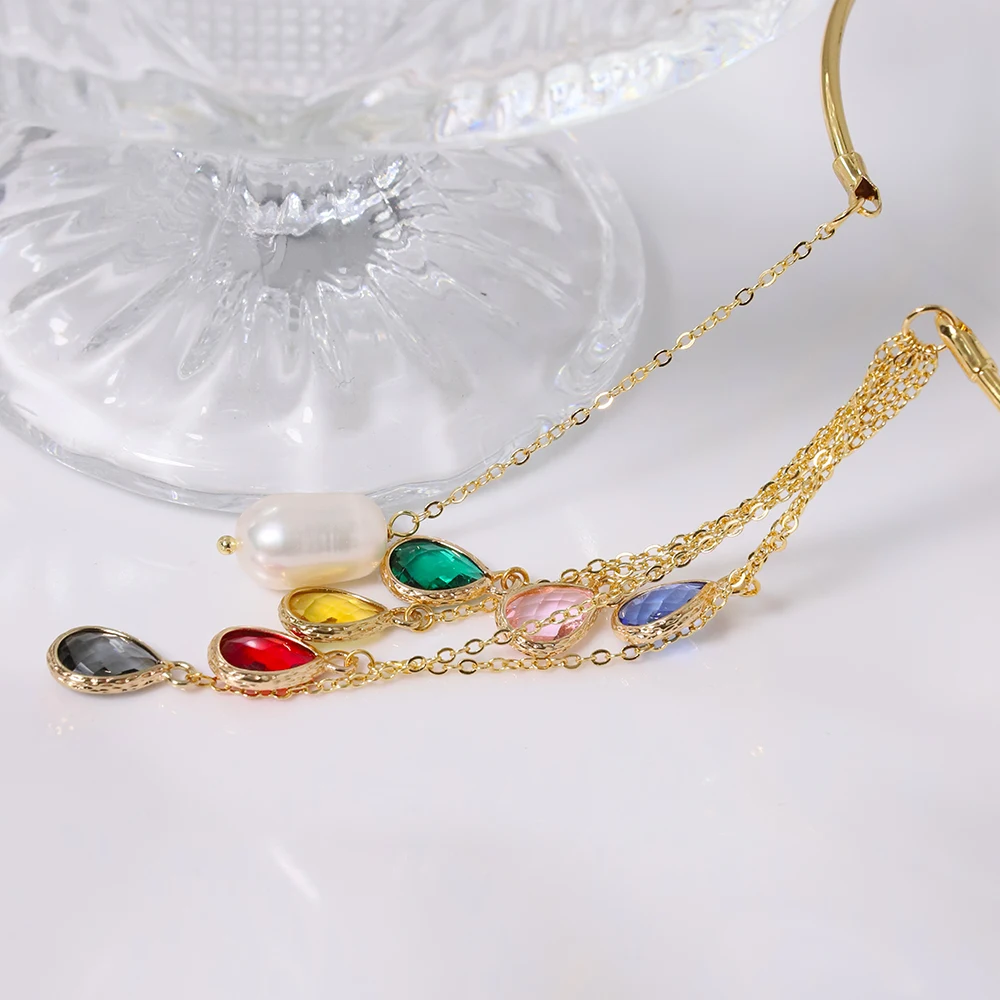 Natural Freshwater Pearl Colored Glass Necklace Korean Women's Luxury Jewelry Fashion Women's and Girls' Gifts GN0615 image 5