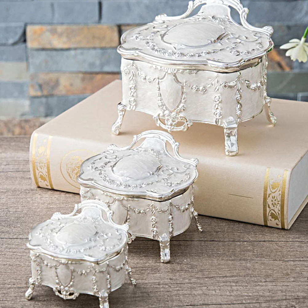 

Коробка для хранения ювелирных изделий Премиум-эмалированный держатель для обручальных колец Чехол для ожерелья Маленький шарнирный органайзер для ювелирных изделий Маленькая шкатулка для сокровищ