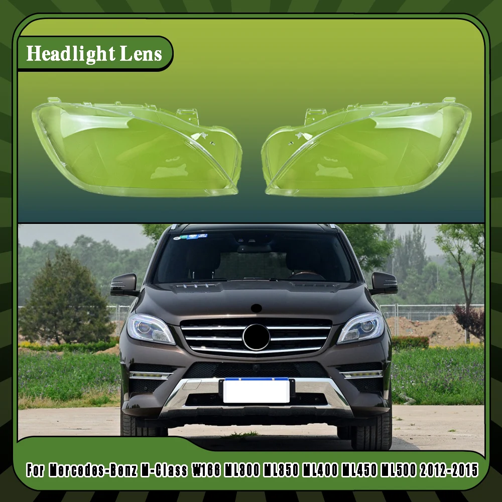Left Right Car Headlight Clear Lens Lampshade Shell Cover For Mercedes-Benz M-Class W166 ML300 ML350 ML400 ML450 ML500 2012-2015