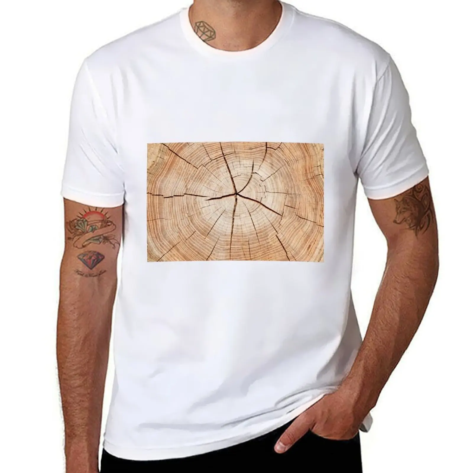 

Tree trunk cut in half T-Shirt anime t shirts for man cotton tshirt 100% T-Shirt