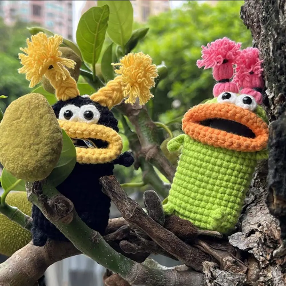 

Key Chain Children Gift Car Key Cover Big Mouth Key Pendant Knitting Key Case Sausage Mouth Key Bag Hand Woven Wool Key Bag