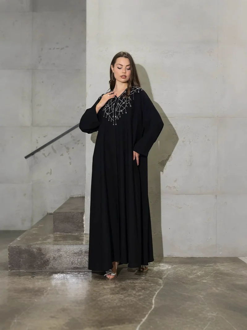 Abayas for Women Party Dresses Diamonds Ramadan Morocco Kaftan Saudi Arab Robe Jalabiya Eid Muslim Dubai Vest