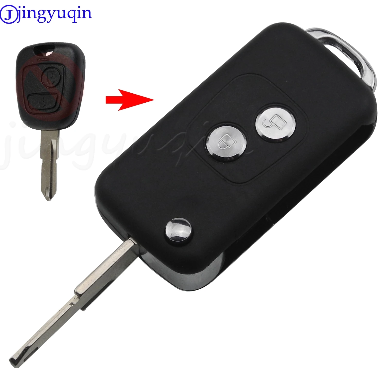 

jingyuqin 2 Button Modified Flip Folding Car Key Case Blank Shell For Citroen C1 C2 C3 Xsara Picasso For Peugeot 206 306 307 406