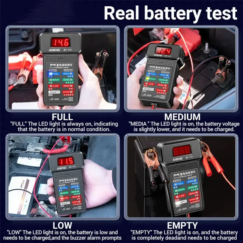 BT-171 12V Tester akumulatora samochodowego cyfrowy analizator dla akumulatorów samochodowych LCD Tester systemu korbowego do ładowania samochodu