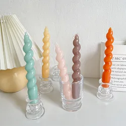 2 Pcs/Box Spiral Candles Candy Colored Candles Birthday Cake Baking Candles Home Candlelight Dinner Candles Christmas Supplies