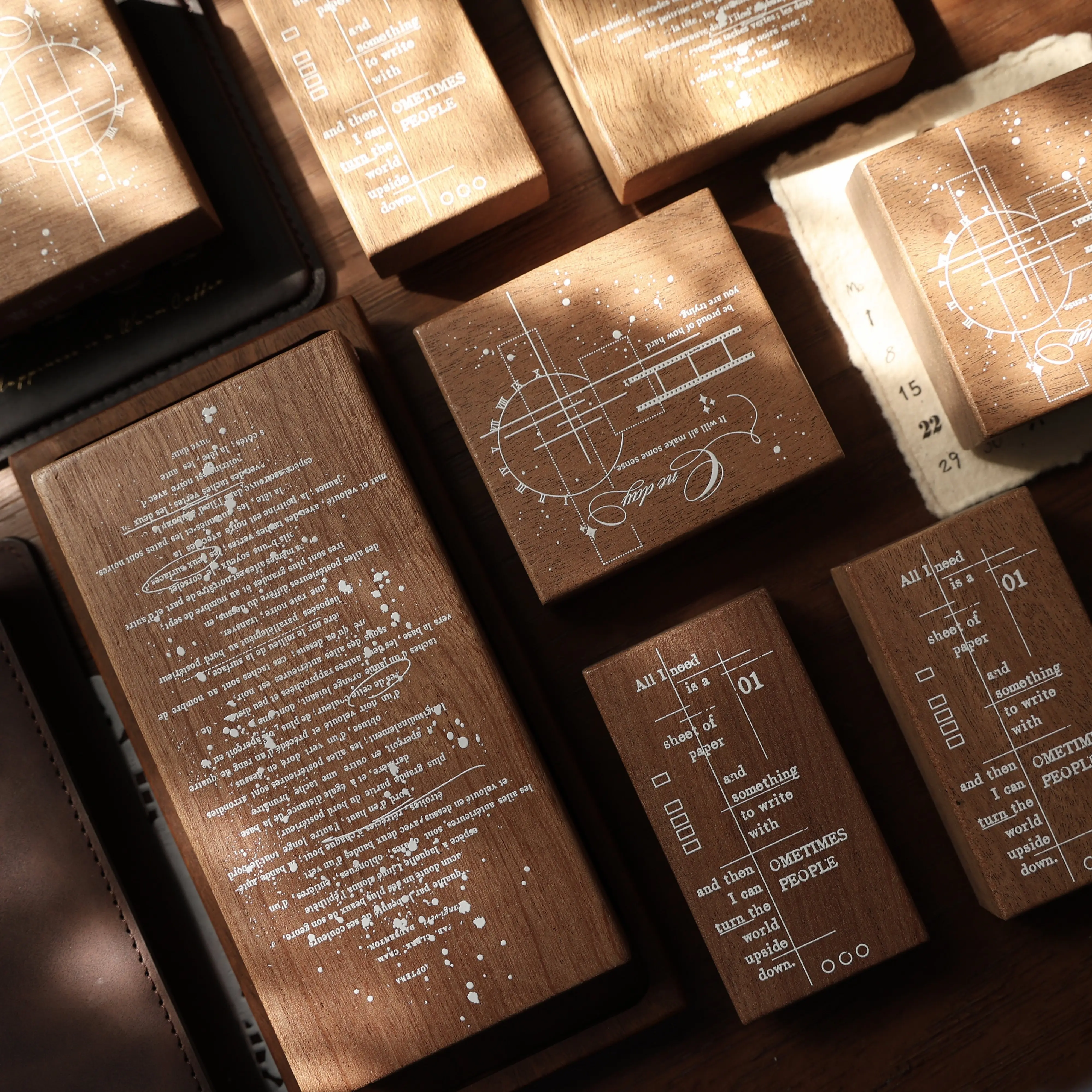 YiEr Studio Vintage English Memories Background Base Wooden Rubber Stamp for DIY Scrapbooking Photo Album Card Making