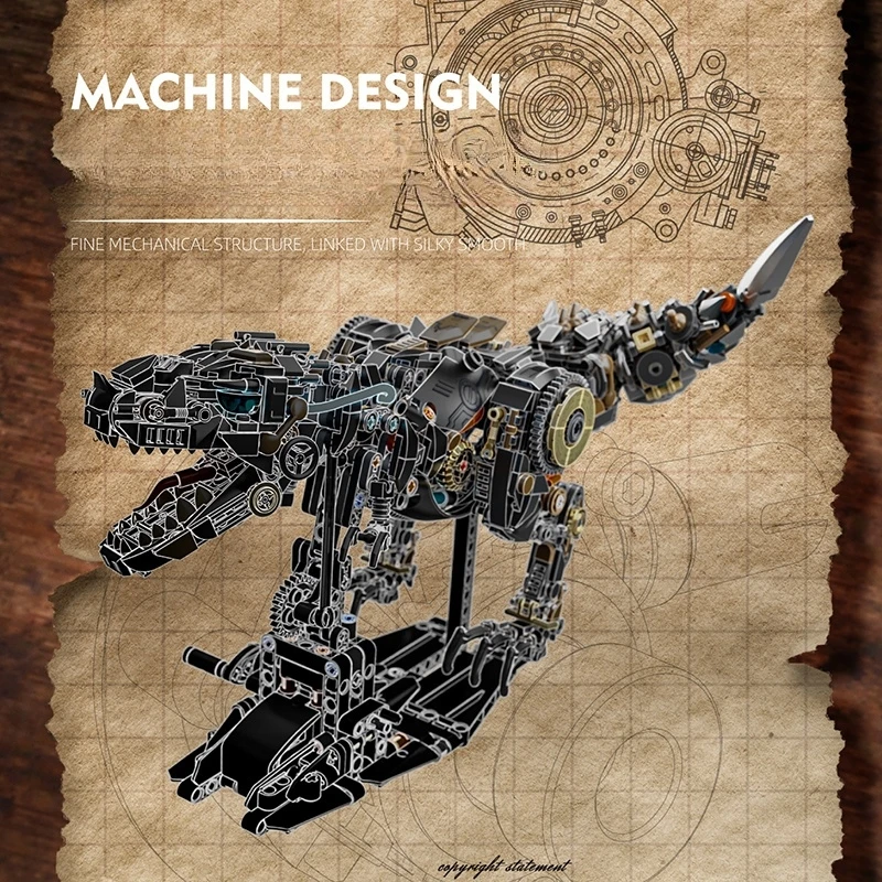 الجذعية الإبداعية الديناصور الميكانيكية الجوراسي اللبنات الطوب الديناصور ريكس الحيوان مع ضوء نموذج التجمع لعبة طفل هدية