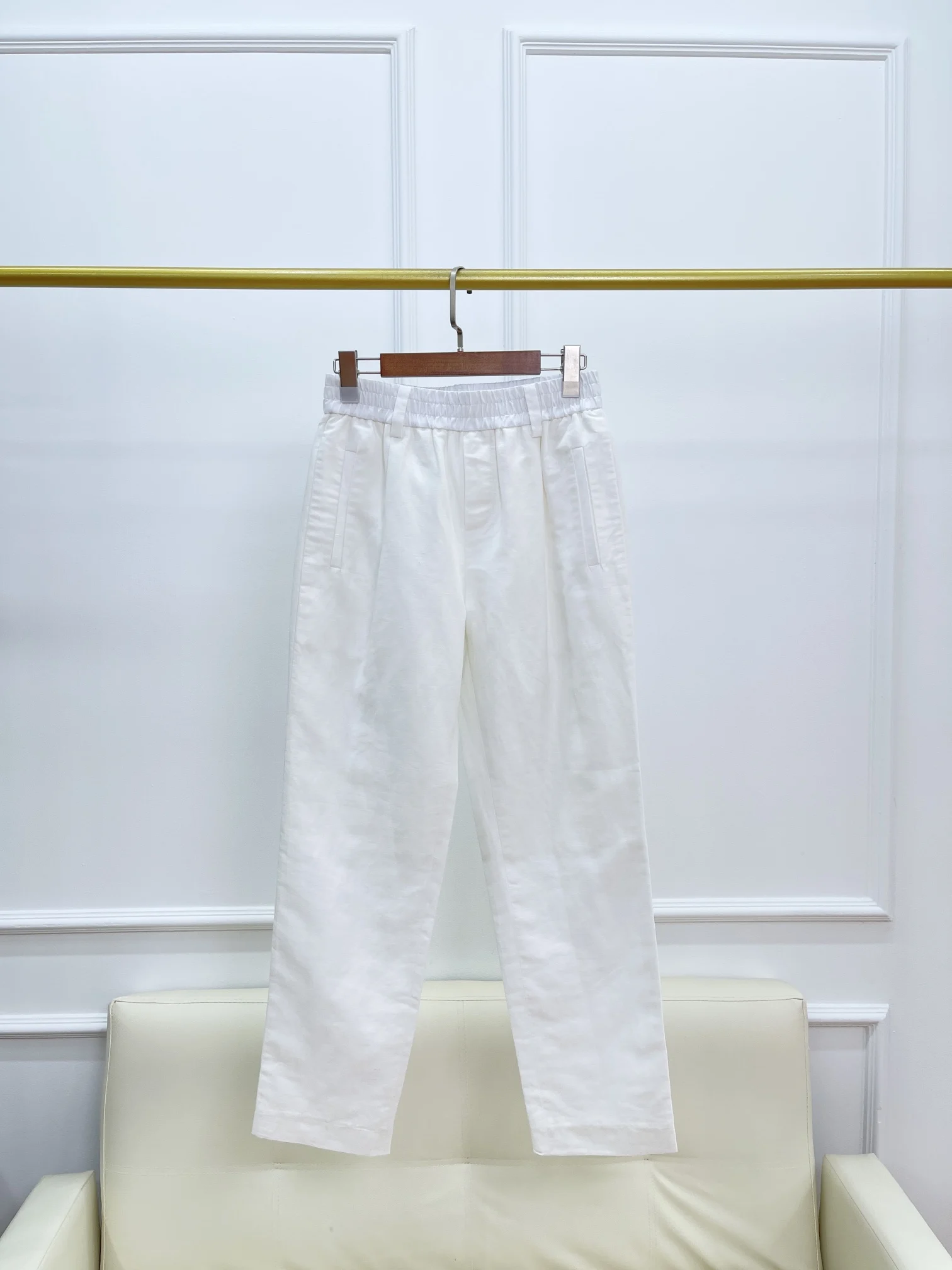 

Women's Monochromatic Linen Trousers, Casual Fashion, Versatile, Simple, Commuting, High Quality, 2024