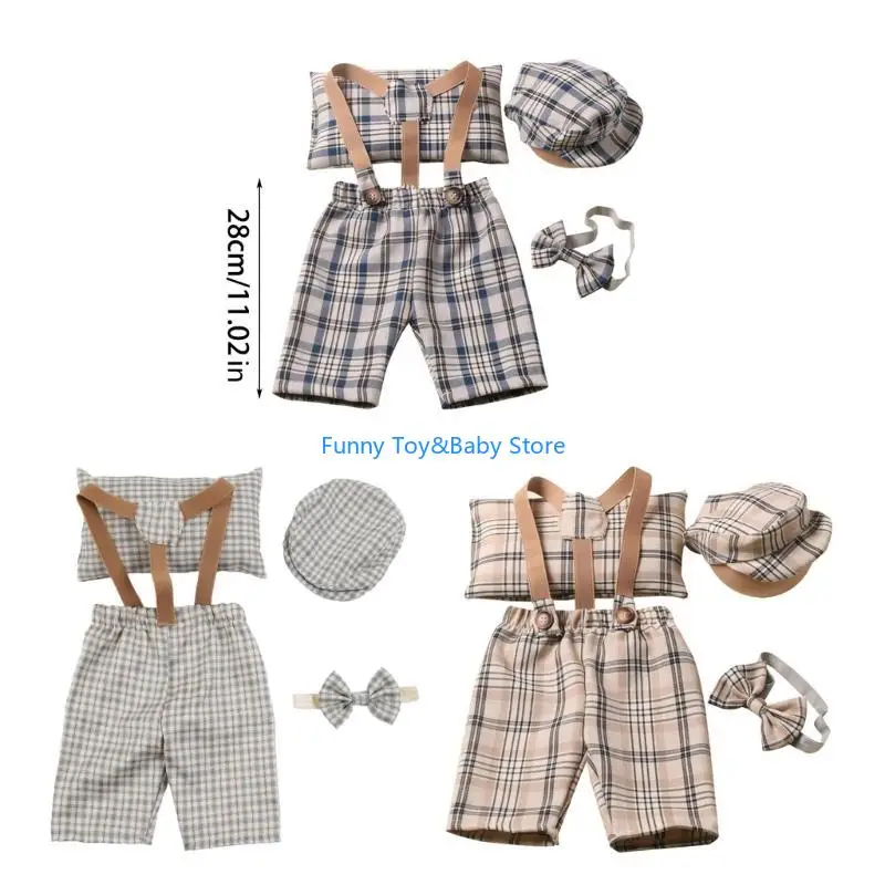 زي الوليد للتصوير الفوتوغرافي بدلة صور الطفل خمر قبعة السراويل وسادة الجنس محايد صور الزي استحمام الرضع هدية C90B